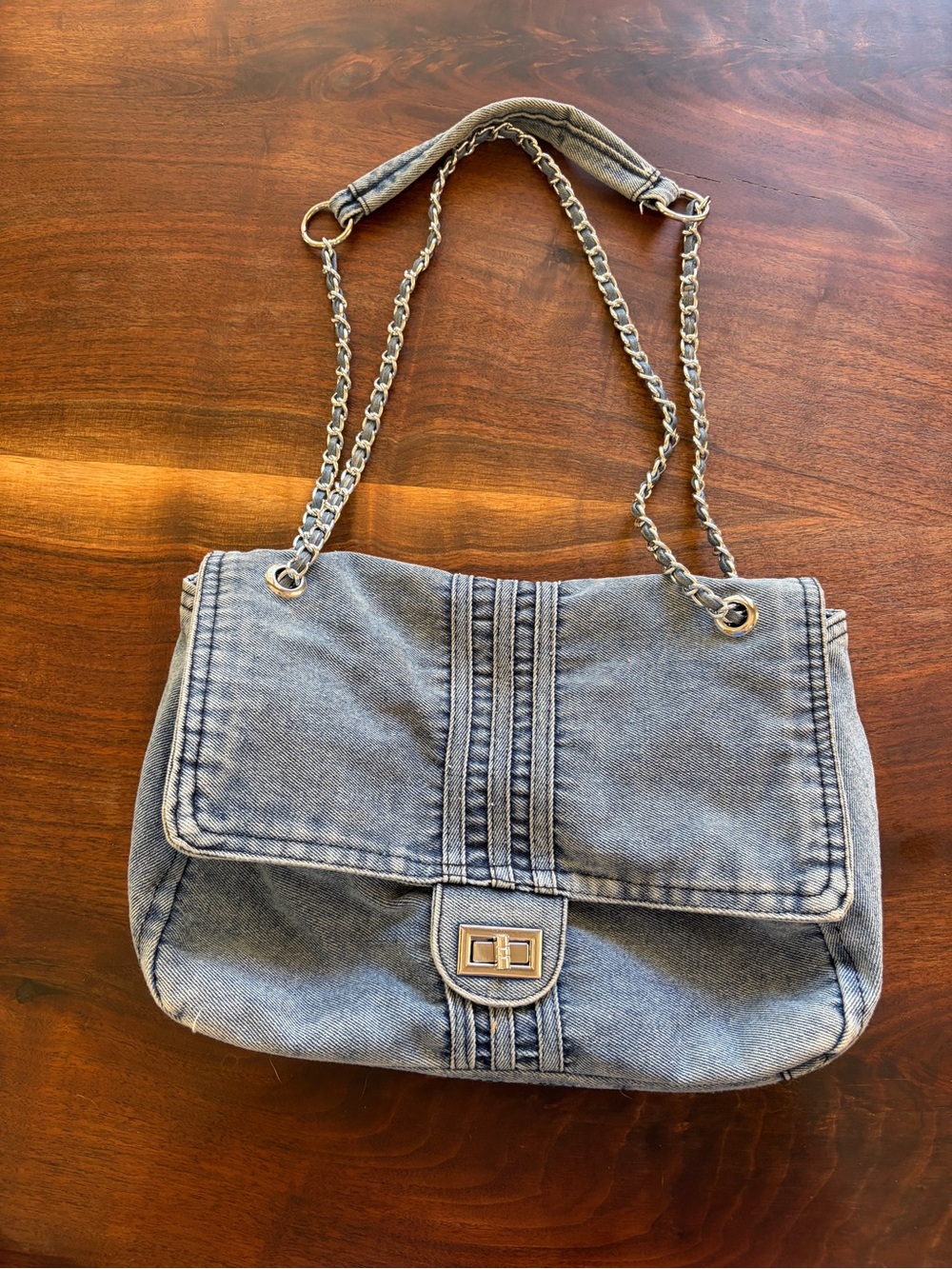 Denim purse Chain-Handle Shoulder Bag medium adidas vibes 90’s